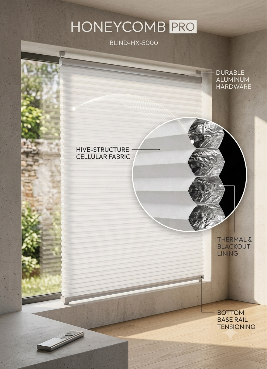 Isı Yalıtımlı Honeycomb Plise Perde – Kışın Sıcak, Yazın Serin Cam balkon perdesi