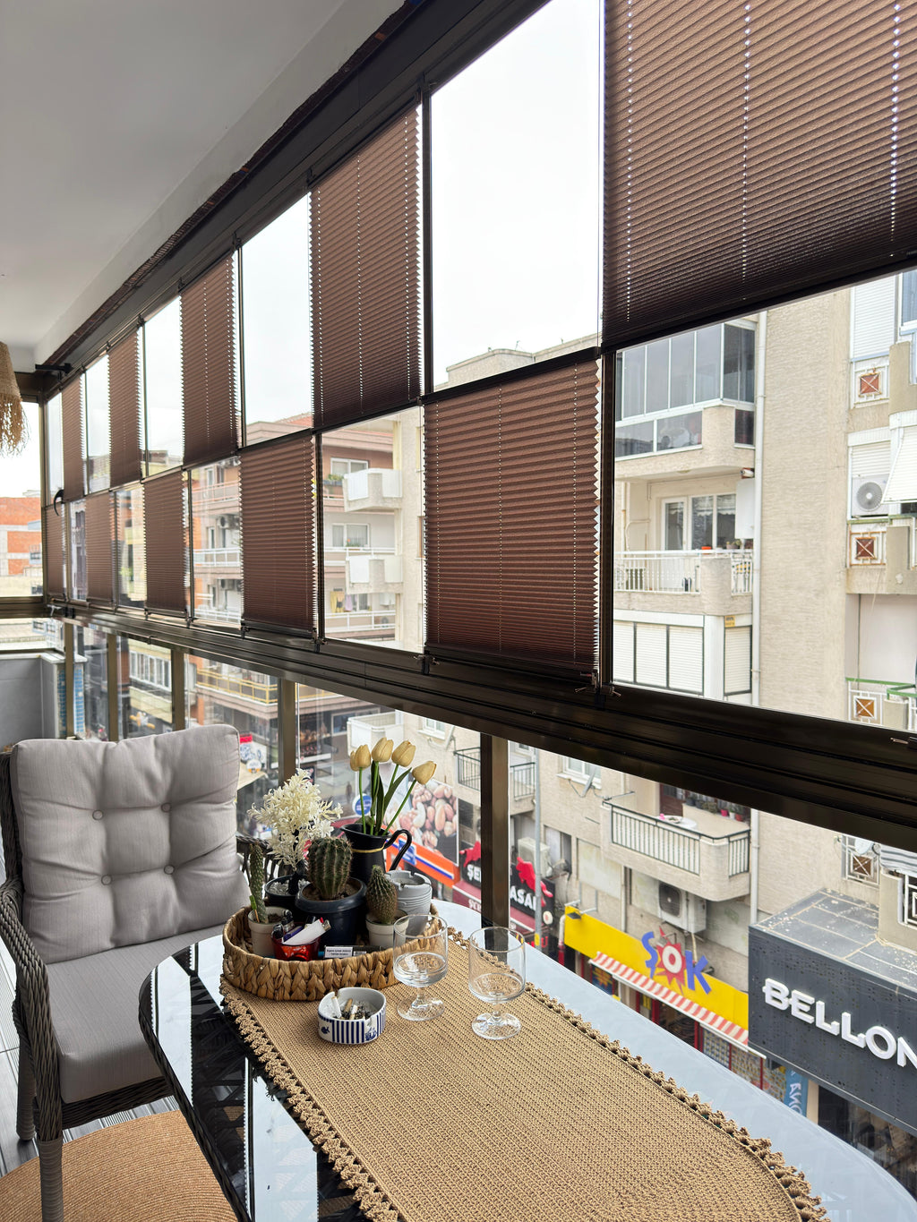 Cam Balkon İçin Güneş Kırıcı Plise Perde